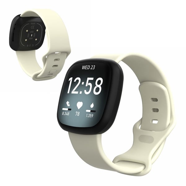 Fitbit Versa 3 / Sense silikoninen kellonauha - Beige Koko: S Fitbit Versa 3 / Sense silikoninen kellonauha - Beige Koko: S