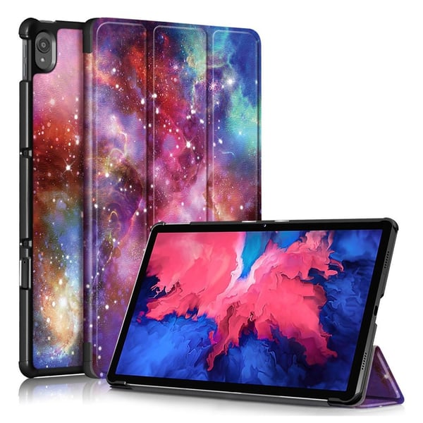 Lenovo Tab P11 trefoldigt mønstret flipomslag i læder - Kosmisk Rum Lenovo Tab P11 trefoldigt mønstret flipomslag i læder - Kosmisk Rum