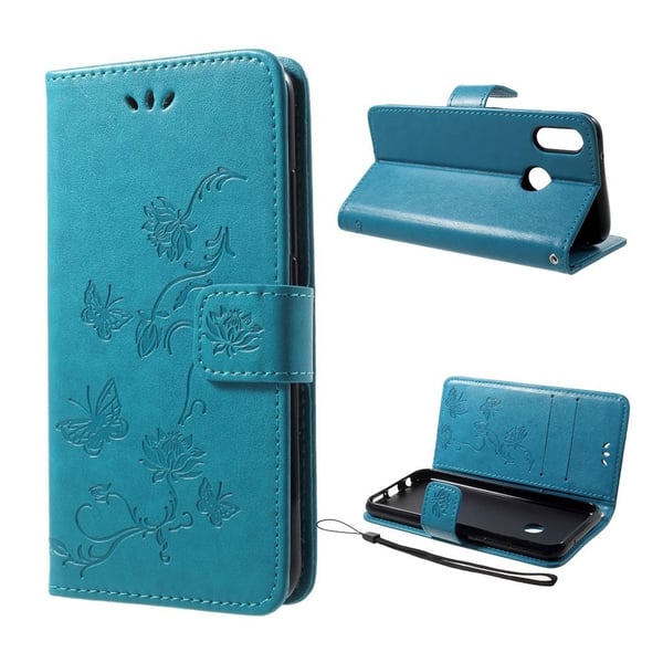 Huawei P20 Lite Skinnetui Med Sommerfugltrykk - Blå