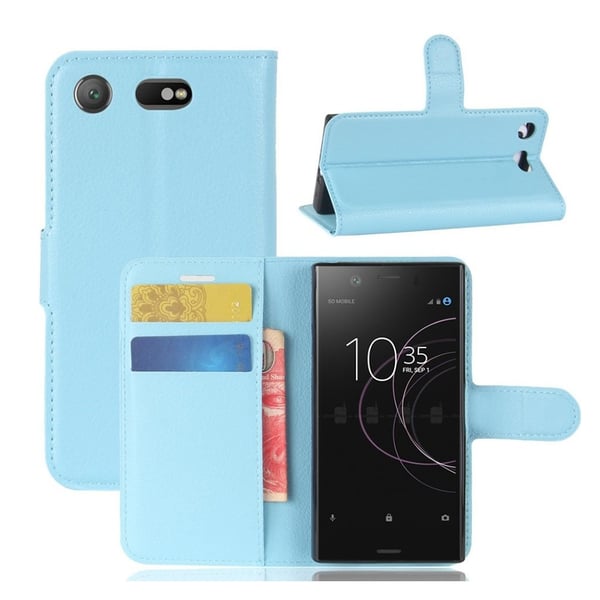 Sony Xperia XZ1 Compact Etui laget av kunstlær og silikon - Lys blått