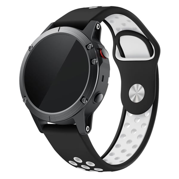 22mm Garmin Forerunner 935 / Quatix 5 / Fenix ​​5 / Fenix ​​5 Plus / Approach S60 Dual Farge Silikon Klokkereim - Svart / Hvit Hole