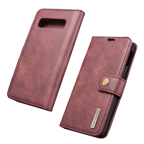 DG.MING Samsung Galaxy S10 Plus 2-in-1 haljasnahkainen suojakotelo - Punainen DG.MING Samsung Galaxy S10 Plus 2-in-1 haljasnahkainen suojakotelo - Punainen