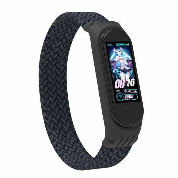 Xiaomi Mi Band 5 / 4 / 3 elastisk nylonklokkebånd - Koksgrå / Størrelse: M