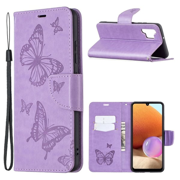 Butterfly Samsung Galaxy A32 skinnveske - Lilla