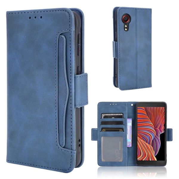 Modern-styled Lær Lommebok Etui til Samsung Galaxy Xcover 5 - Blå