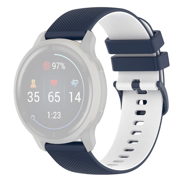 20 mm silikone-urrem til Garmin-ur - Marine Blå / Hvid