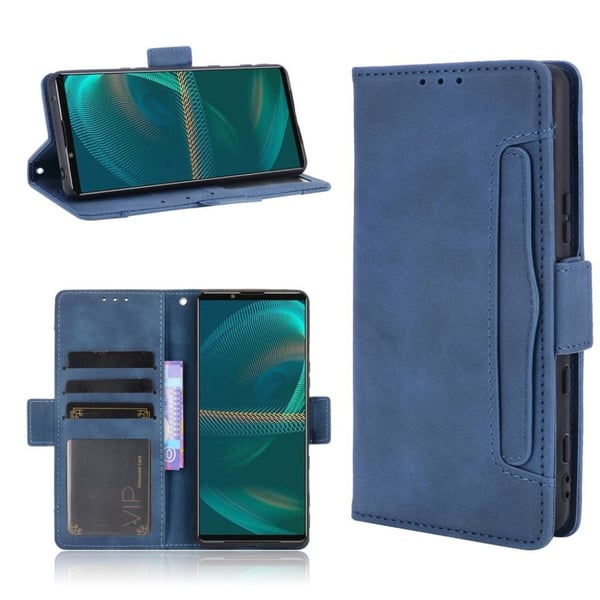 Modern-styled Læder Pung Etui til Sony Xperia 5 Iii - Blå
