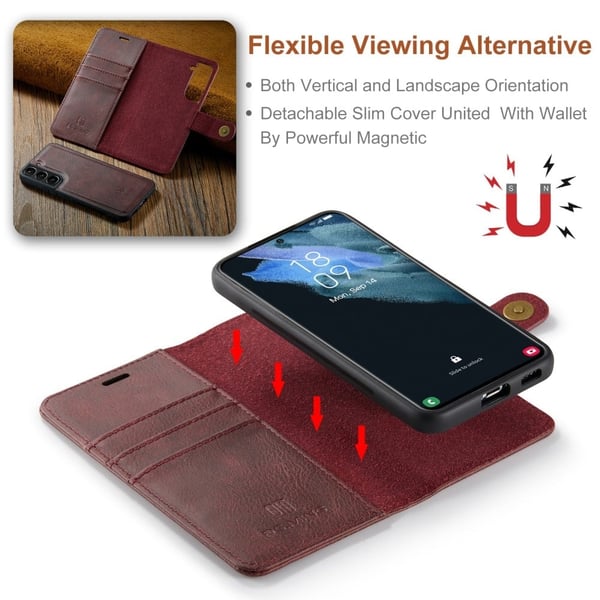 DG.Ming Samsung Galaxy S22 2-in-1 Lommebok Etui - Rød