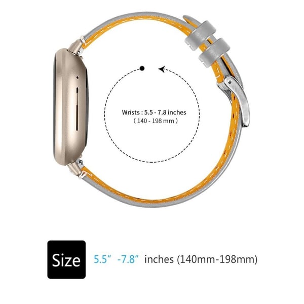 Fitbit Sense / Versa 3 klokkerem i ekte skinn - Grå