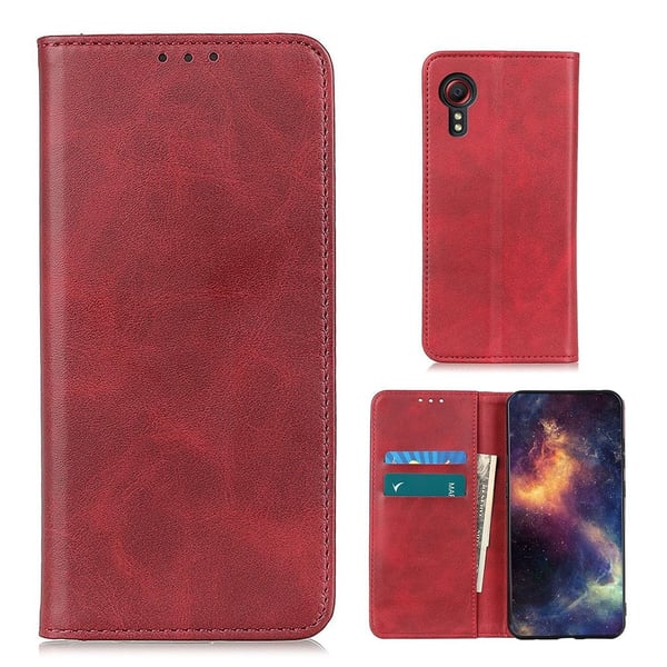 Wallet-style ægte Læder Flipcase til Samsung Galaxy Xcover 5 - Rød