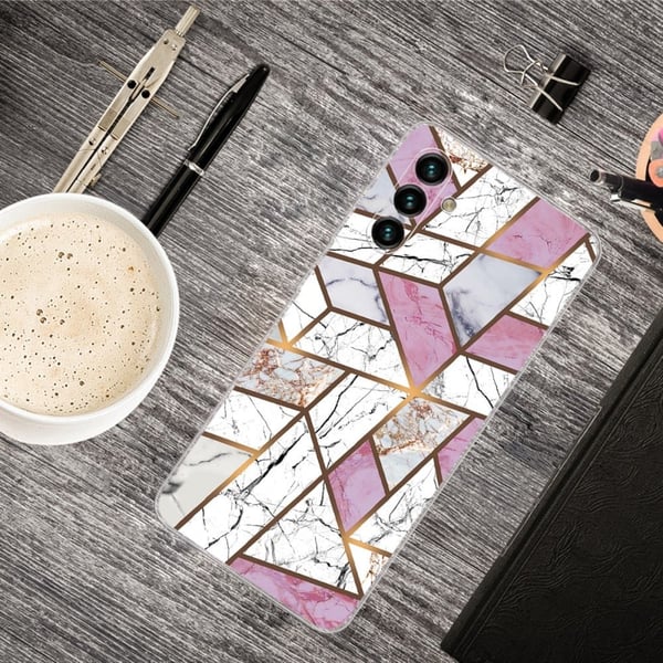 Marble Samsung Galaxy A13 5G Etui - Rose / Hvit / Grå Klinkekule
