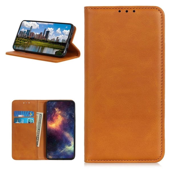 Flip Etui med Pung i Ekte Lær til Samsung Galaxy A32 5G - Brun