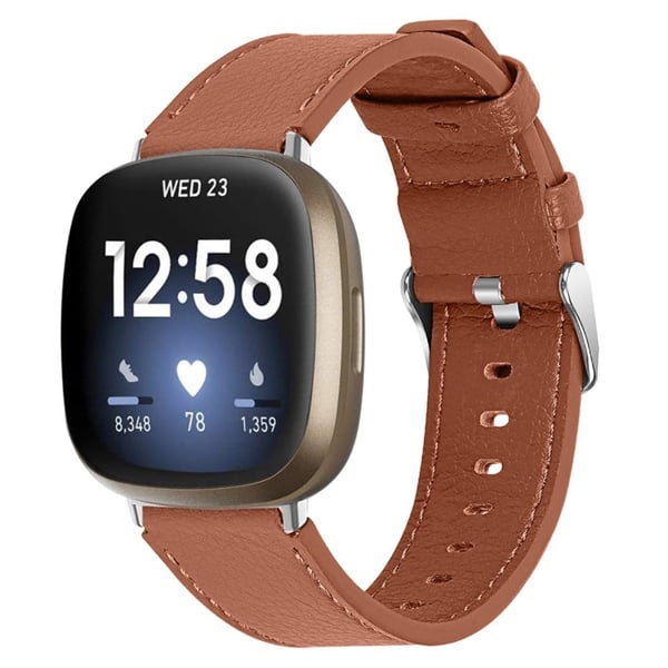 Fitbit Sense / Versa 3 urrem i ægte okselæder - Brun