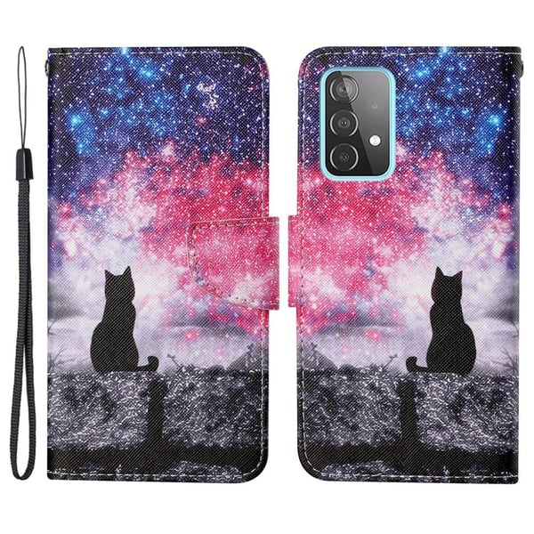 Wonderland Samsung Galaxy A53 5G Läppäkotelo - Starry Sky / Kissa Wonderland Samsung Galaxy A53 5G Läppäkotelo - Starry Sky / Kissa