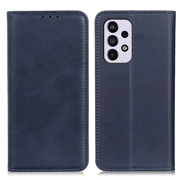 Flip Etui med Pung i Ekte Lær til Samsung Galaxy A33 5G - Blå