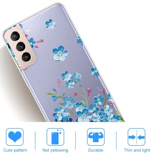 Deco Samsung Galaxy S22 Etui - Blå Blomster