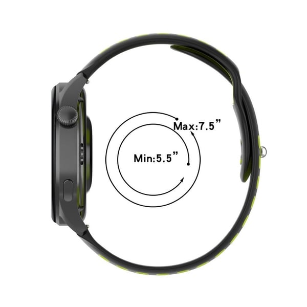 22 mm universal tofarget klokkerem i silikon - Svart / Hvit