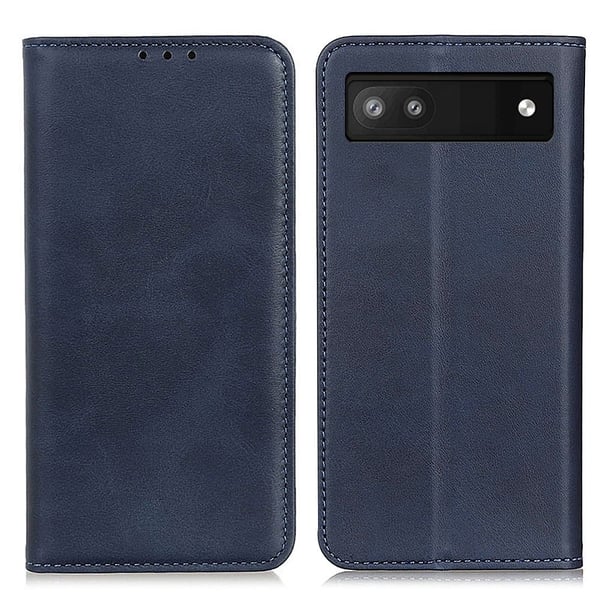 Flip Etui med Pung i Ekte Lær til Google Pixel 6a - Blå