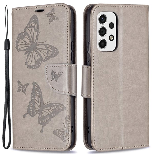 Butterfly Samsung Galaxy A53 5G Flippetui - Grå