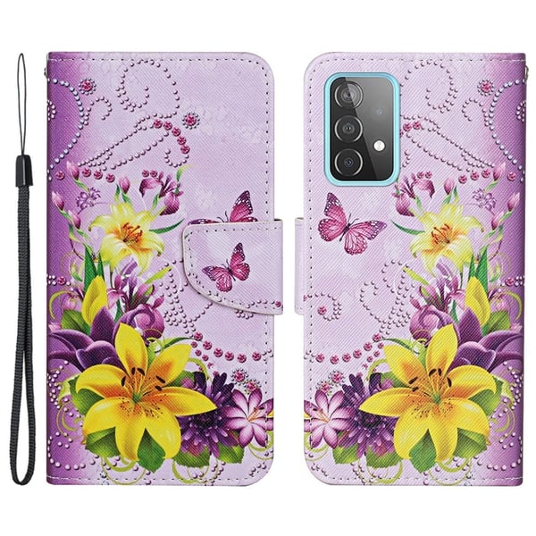 Wonderland Samsung Galaxy A53 5G Flippetui - Gule Blomster / Sommerfugl