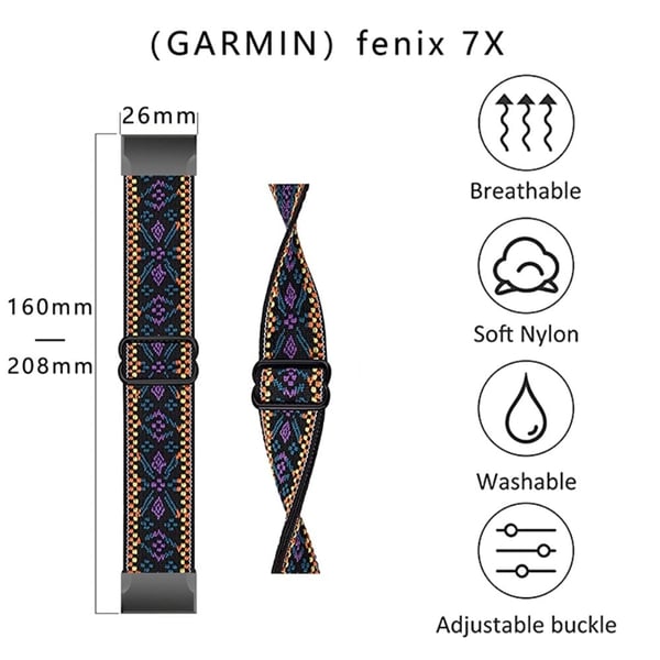 Elastisk, åndbar nylon-urrem til Garmin-ur - Orange Pink