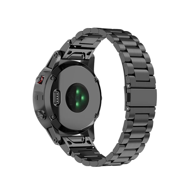 20 mm urrem i rustfrit stål med foldelås til Garmin-ur - Sort