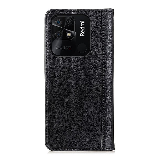 Xiaomi Redmi 10C ægte læderetui med magnetisk lukning - Sort