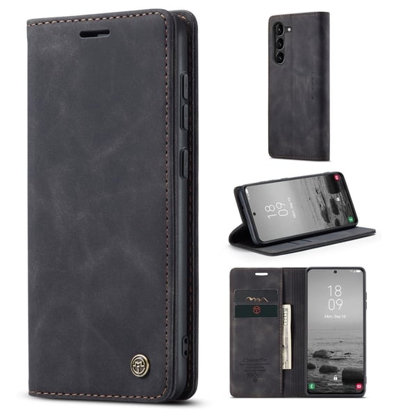 CaseMe Samsung Galaxy S23 Plus Vintage Etui - Sort