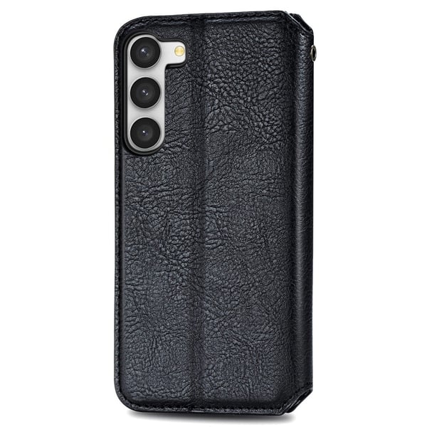 Læretui med A Stilfull Rhombus Imprint til Samsung Galaxy S23 Plus - Svart