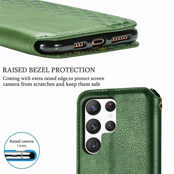 Læretui med A Stilfull Rhombus Imprint til Samsung Galaxy S23 Ultra - Grønn