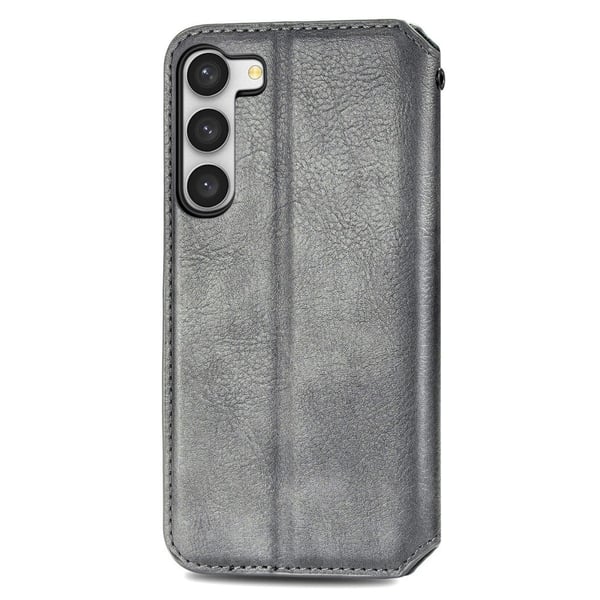 Læretui med A Stilfull Rhombus Imprint til Samsung Galaxy S23 - Grå