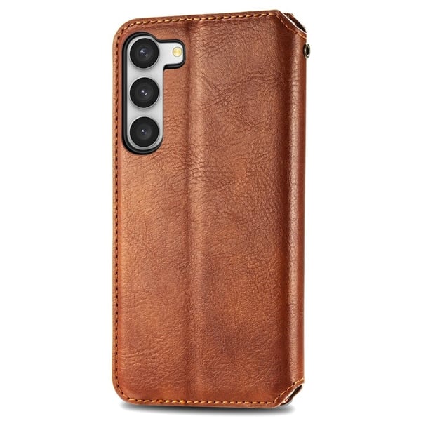 Læretui med A Stilfull Rhombus Imprint til Samsung Galaxy S23 Plus - Brun