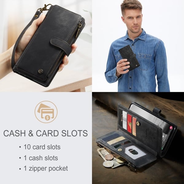 CaseMe Samsung Galaxy A34 5G etui med lynlås og pung - Sort