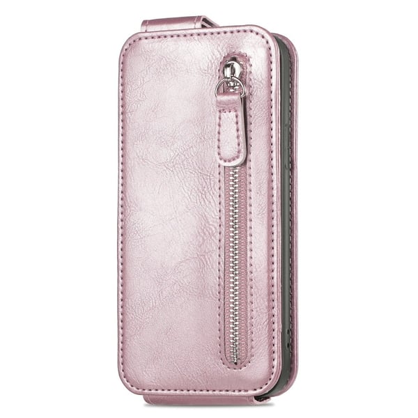 Vertical Flip Phone Etui med Zipper til OnePlus 10T / Ace Pro - Rose Gull