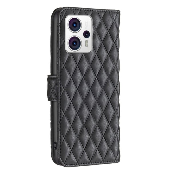 Rombemønster, matt flip-deksel for Motorola Moto G23 / Motorola Moto G13 / Motorola Moto G53 - Svart