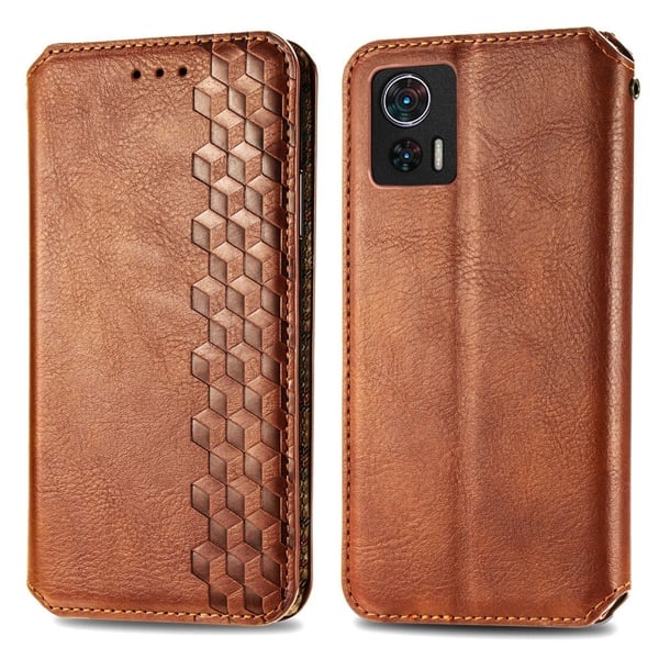 Læretui med A Stilfull Rhombus Imprint til Motorola Edge 30 Neo - Brun