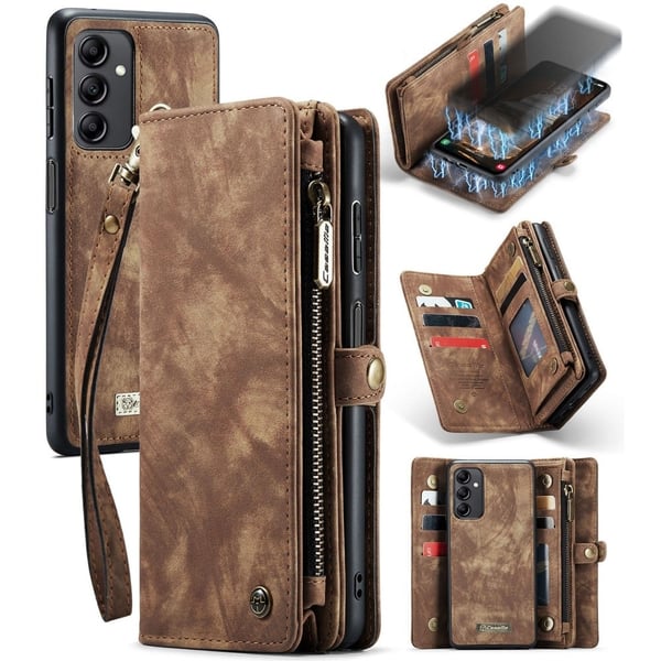 CaseMe Samsung Galaxy A14 Lommebok med Glidelås - Brun