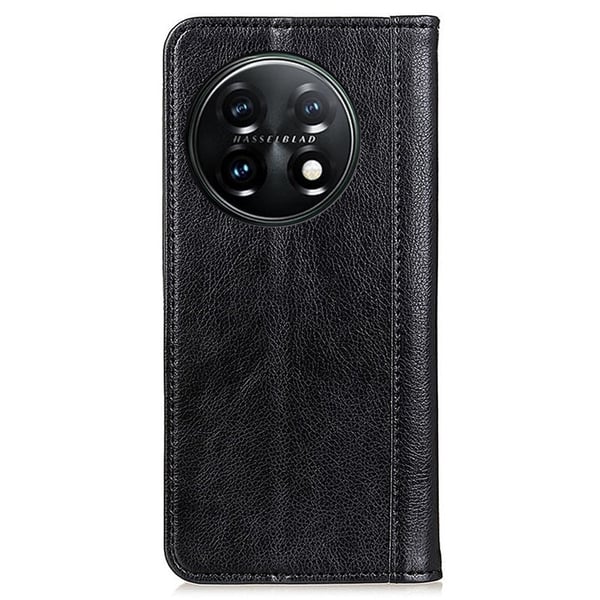 Flip Etui med Pung i Ægte Læder til OnePlus 11 - Sort