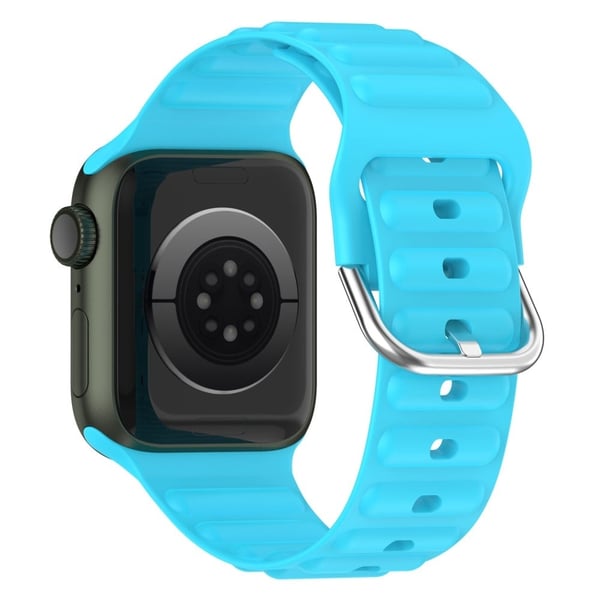 Apple Watch Series 8 (45mm) / Watch Ultra klockarmband i silikon med vågformad design - Himmelsblå