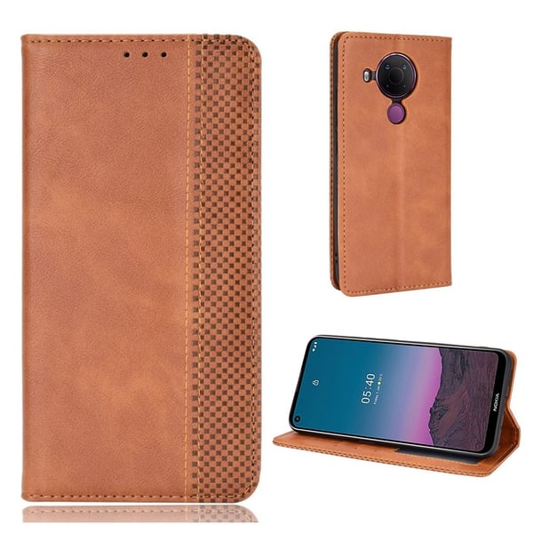 Alpha Nokia 5.4 nahkainen läppäkotelo - Ruskea