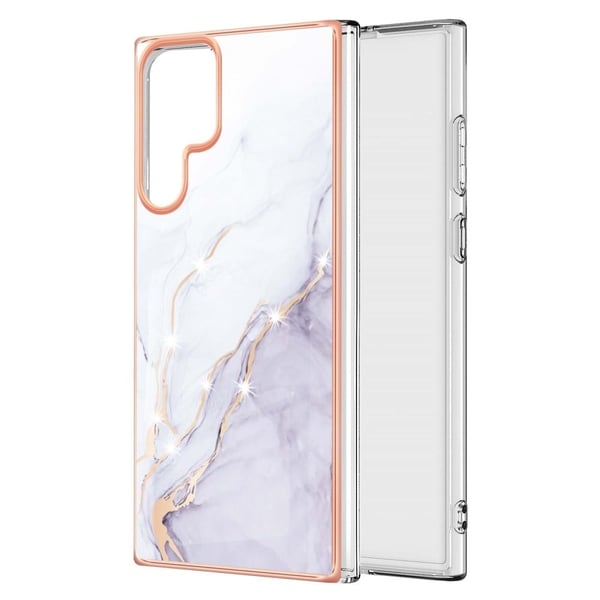 Marble Samsung Galaxy S22 Ultra Etui - Hvit Klinkekule Haze