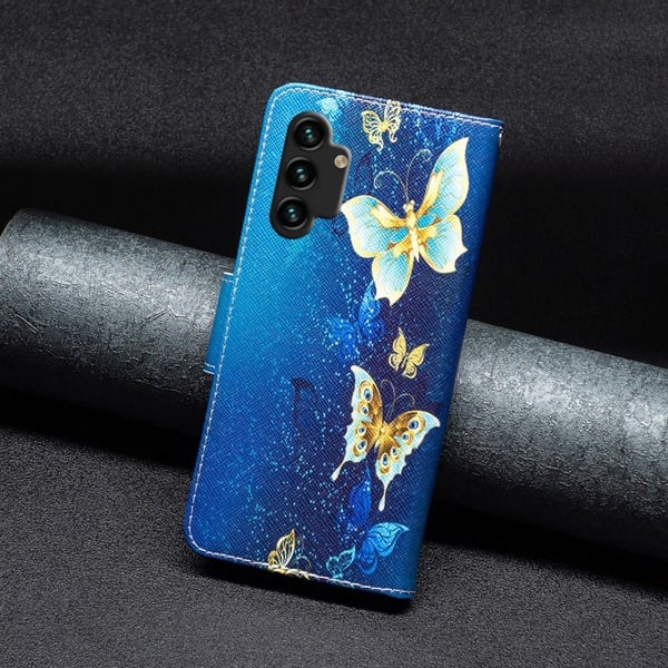 Wonderland Samsung Galaxy A13 4G Flip Etui - Gyldne Sommerfugle