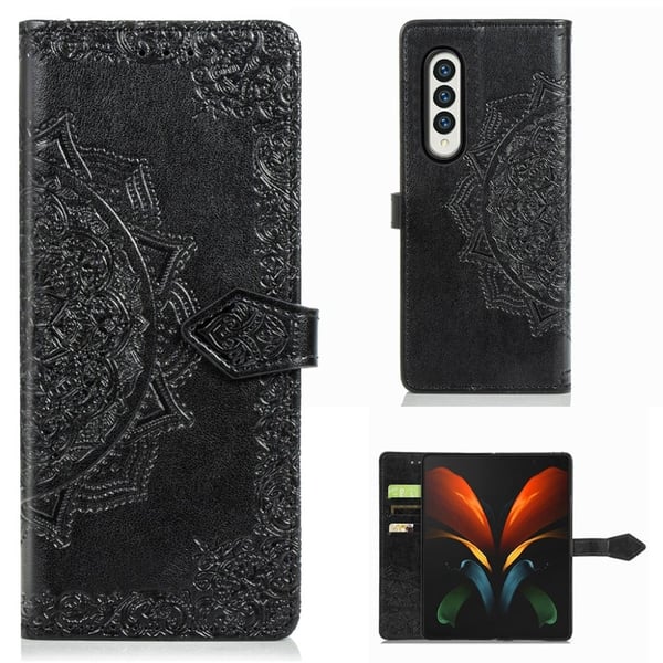 Mandala Samsung Galaxy Z Fold3 5G læderetui - Sort