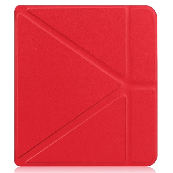 Kobo Libra 2 cool origami stand PU læder flip case - Rød