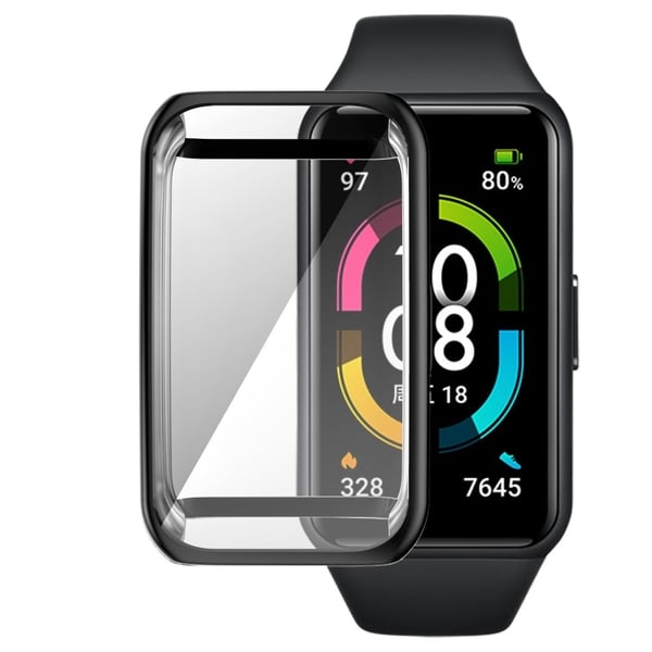 Huawei Band 7 / Honor Band 6 galvanisering av gjennomsiktig deksel - Svart Huawei Band 7 / Honor Band 6 galvanisering av gjennomsiktig deksel - Svart