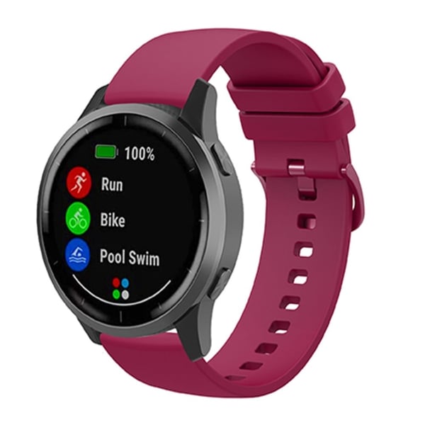 20 mm universal ensfarget klokkerem i silikon - Fuchsia