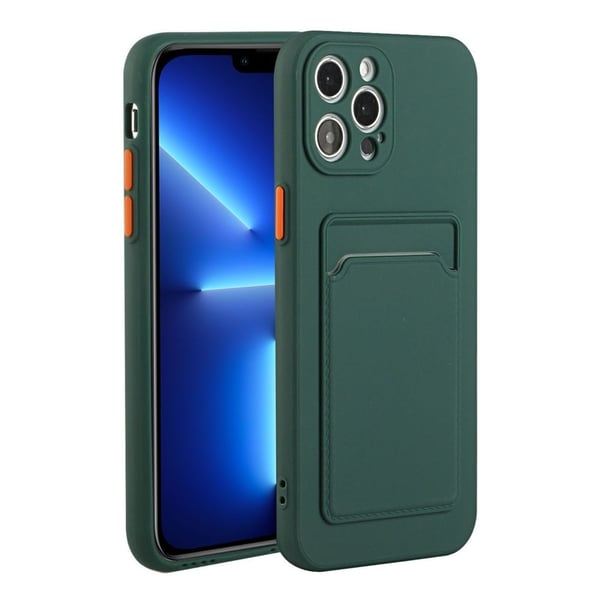 Card Holder Suojakuori For iPhone 13 Pro Max - Vihreä
