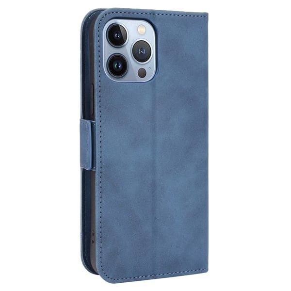 Moderne iPhone 14 læderetui med pung - Blå