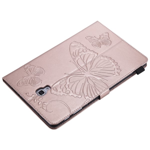 Samsung Galaxy Tab A 10.5 Sommerfugltrykk Skinnetui - Gammelrosa