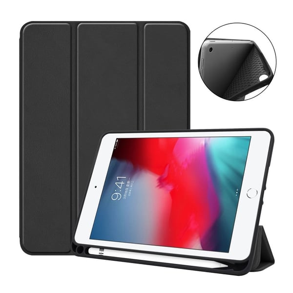 iPad Mini (2019) tri-fold nahkainen suojakotelo - Musta
